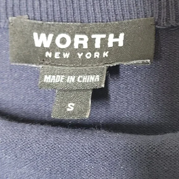 Worth New York Navy Blue Rainbow trim Tank and Cardigan womens size Small